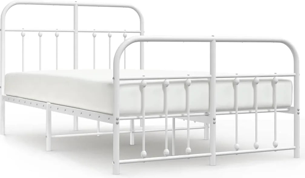vidaXL fehér fém ágykeret fej- és lábtámlával 120 x 190 cm