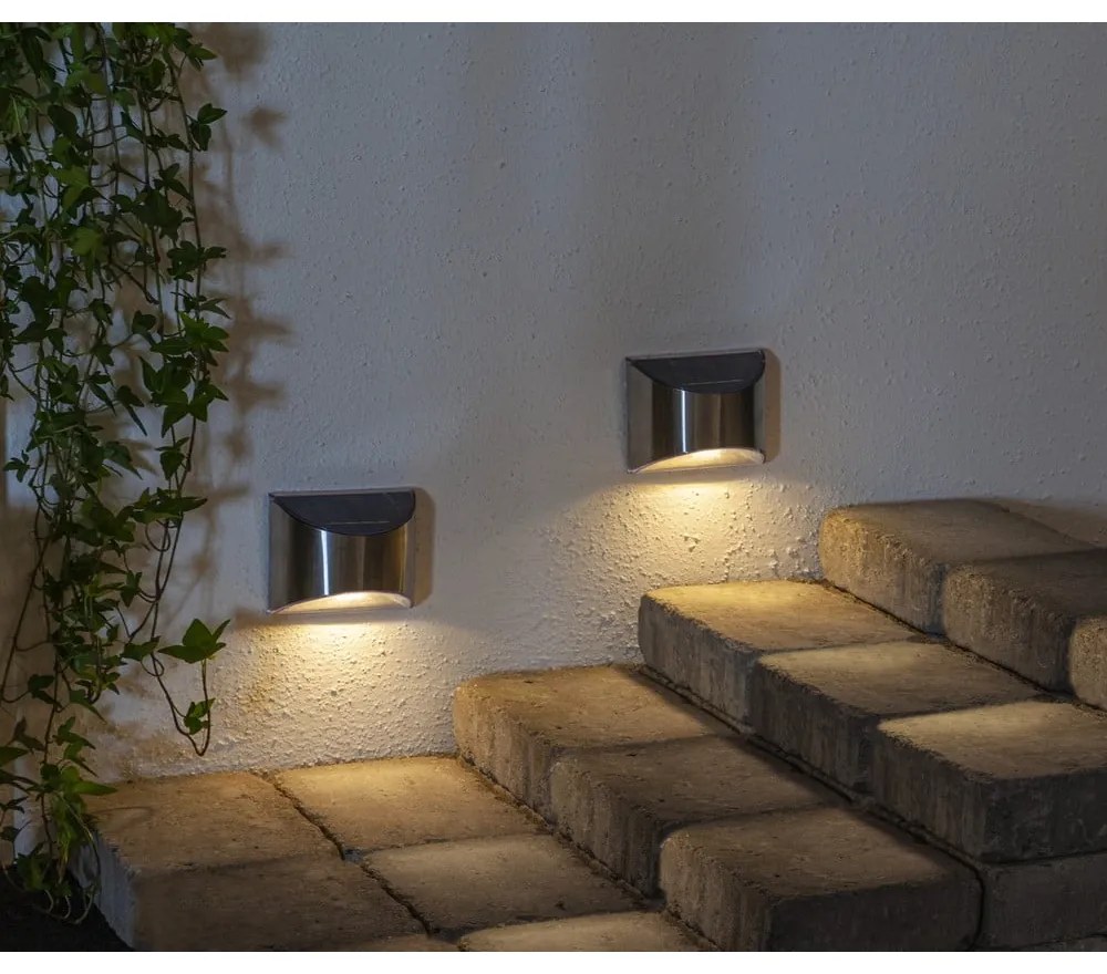 Wally 2 db napelemes rozsdamentes fali LED lámpa, magasság 8 cm - Star Trading