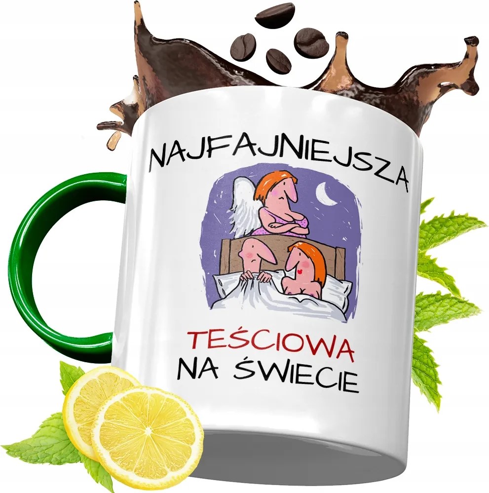 Zöld Bögre Anyósnak Születésnapi Ajándéknak, fényképes nyomattal