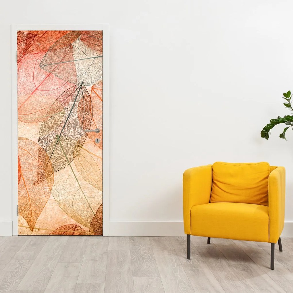 Fotótapéta ajtóra - Festett őszi levelek (95x205cm)