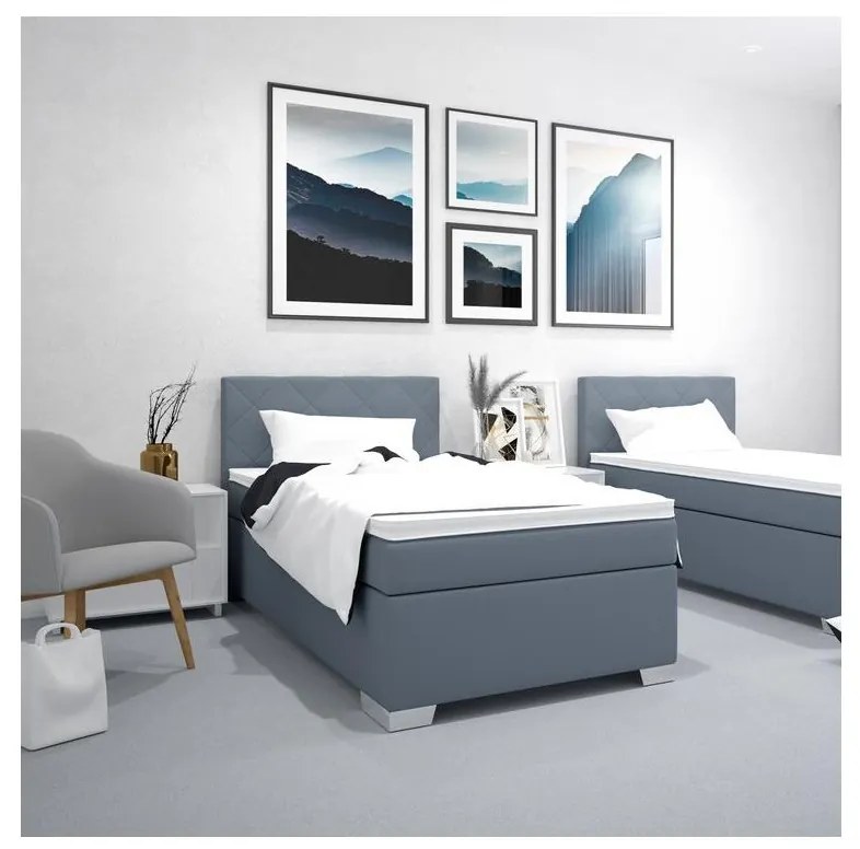 Kárpitozott ágy matraccal IDA 90x200 cm kék