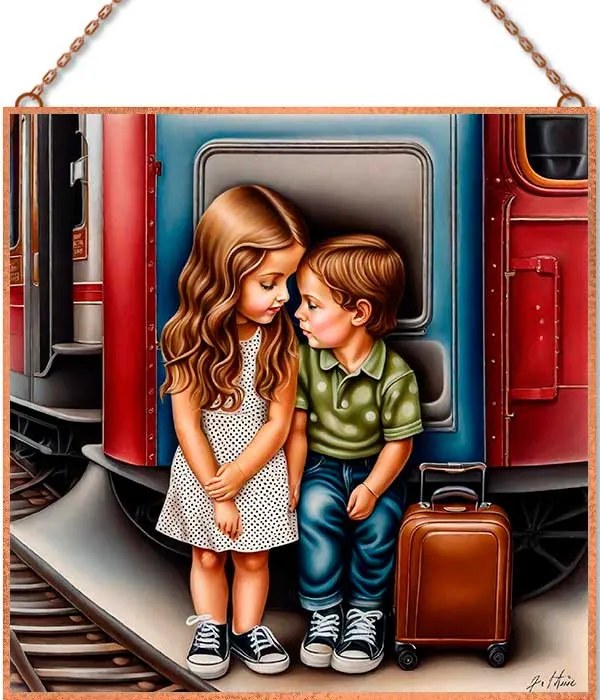 Vonatra várva üvegkép, falikép