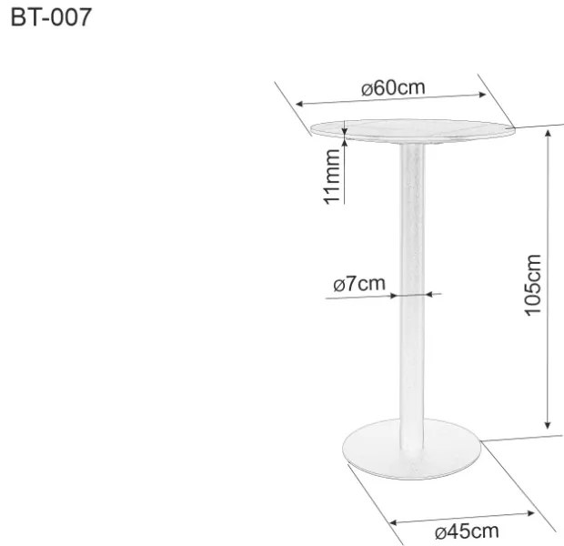 BT-007 kerek bárasztal fekete 60 cm