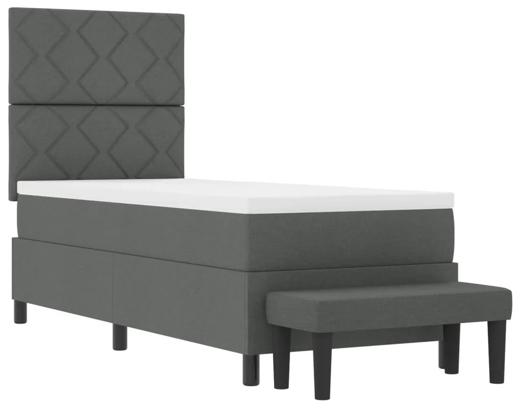 Box Spring Ágy Matraccal és Pad Sötétszürke 80x200 cm Szövet
