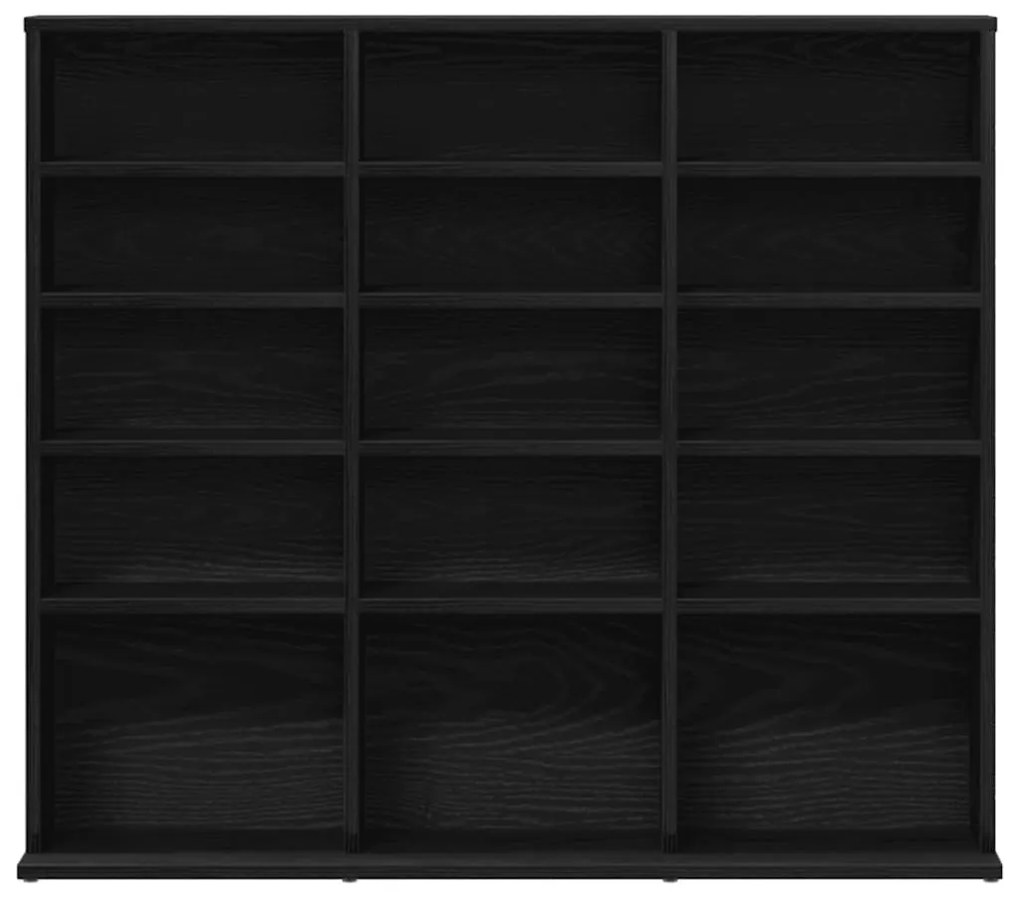 fekete tölgyszínű szerelt fa CD-szekrény 100,5x23x89,5 cm