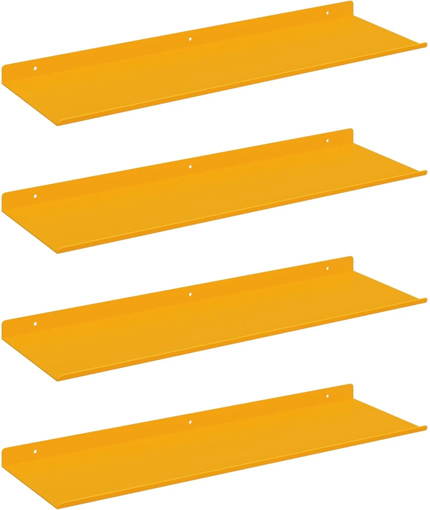 vidaXL Lebegő polc 4 pcs Mustár sárga 60 x 18 x 2,5 cm Acél
