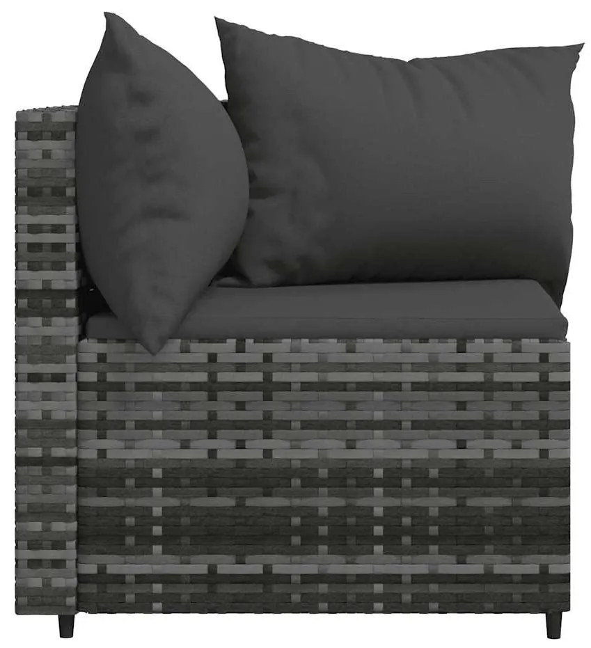 2 db szürke polyrattan kerti sarokkanapé párnával