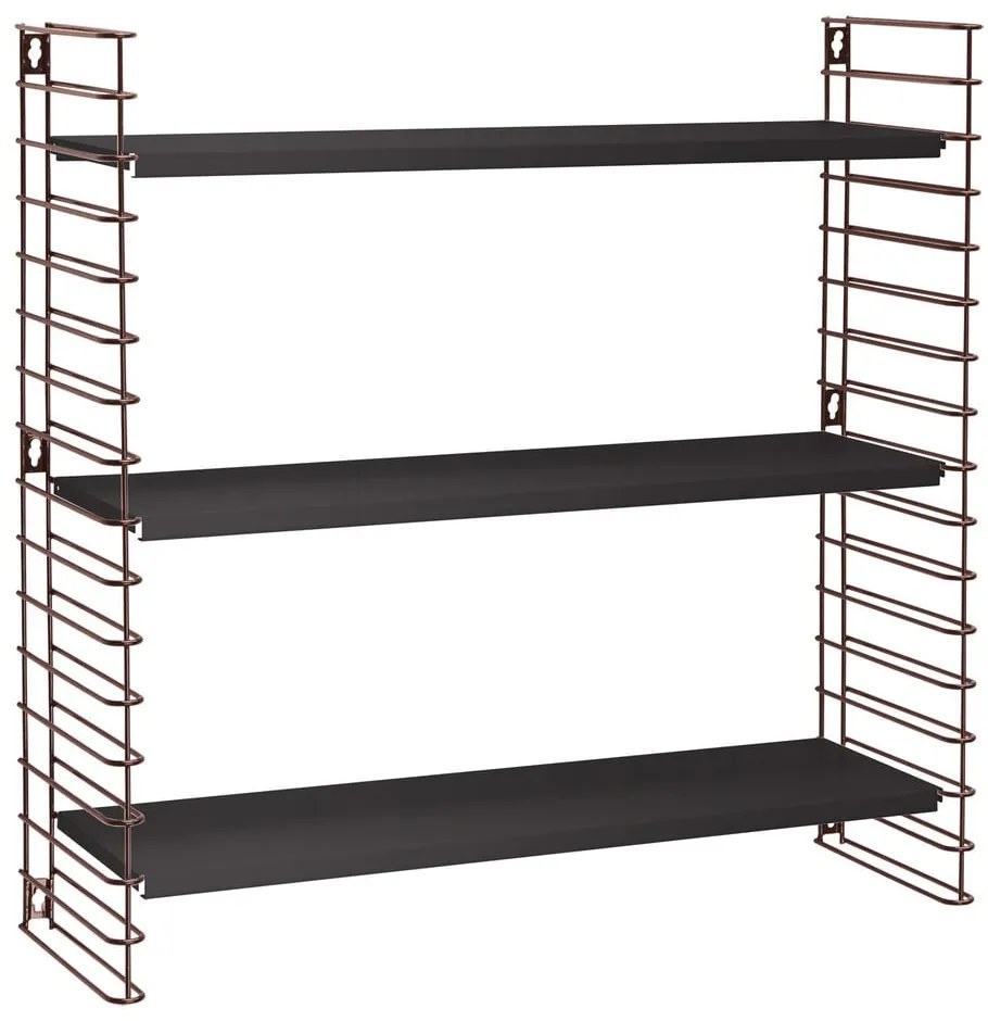 Libro háromszintes polc sárgaréz színű elemekkel, hossz 70 cm - Metaltex
