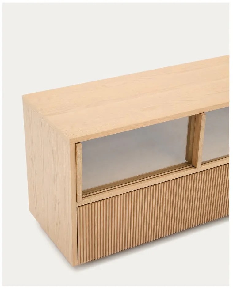 Natúr színű TV-állvány tölgyfa dekorral 200x54x40 cm Helvine – Kave Home