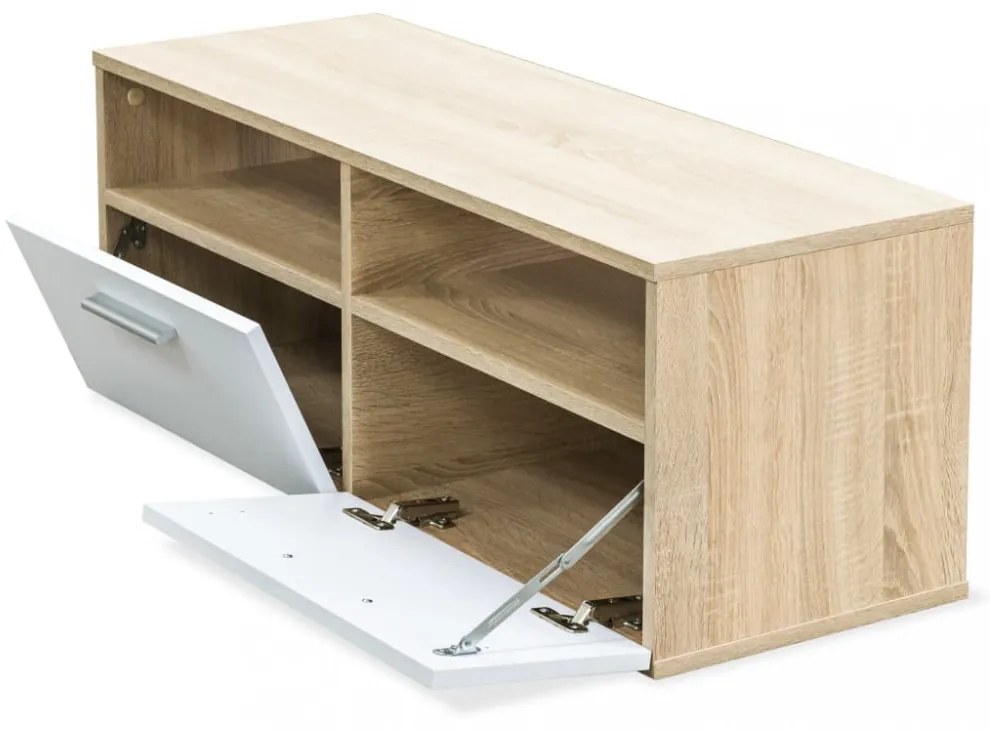 2 db tölgyfa színű/fehér faforgácslap TV szekrény 95x35x36 cm