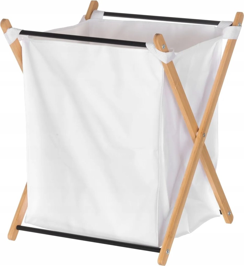 Fürdőszobai Textil Szennyestartó Kosár Bambusz Ágyráccsal A Fürdőszobába Fehér