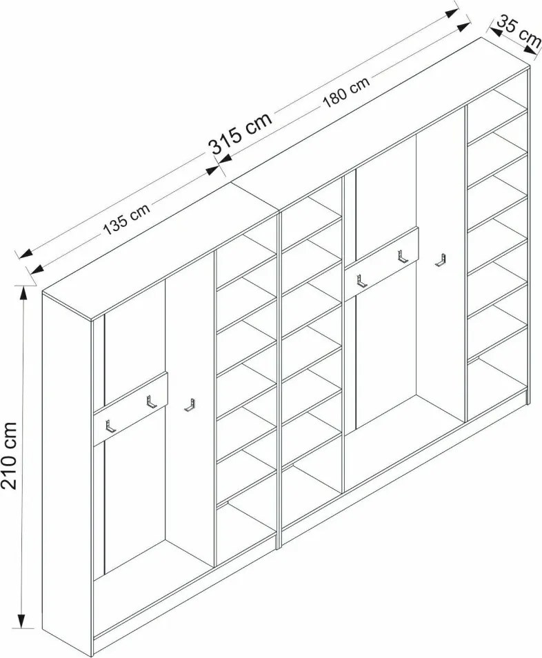 Noah előszobafal, 315 cm – TR506MNR3179