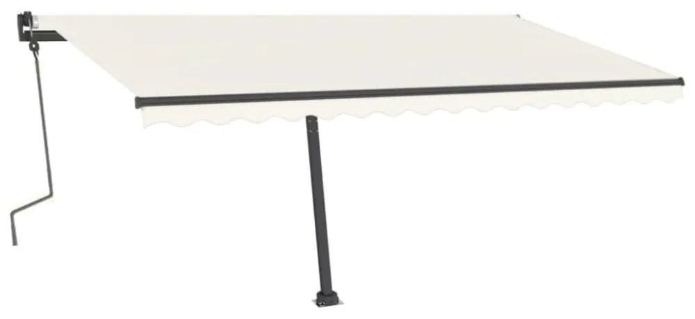 krémszínű kézzel kihúzható póznás napellenző 400 x 300 cm
