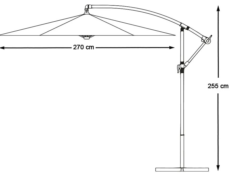 Függő napernyő 2,7 m, khaki