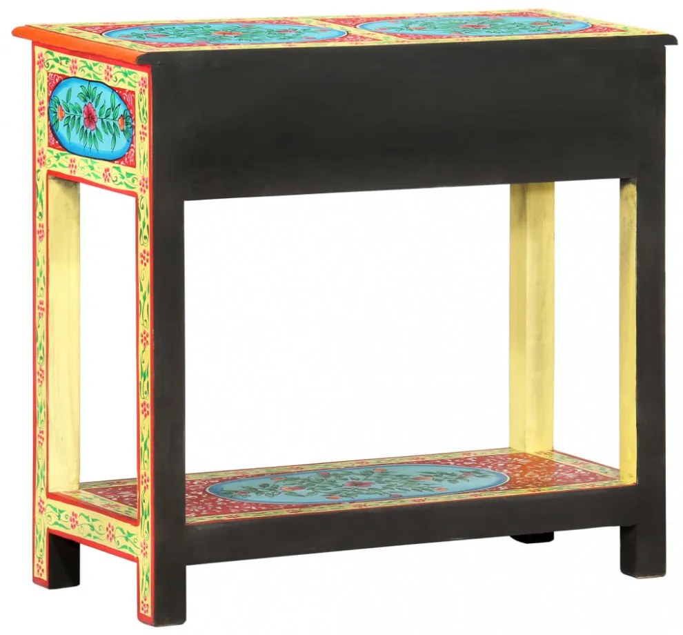 kézzel festett tömör mangófa tálalóasztal 80 x 35 x 75 cm