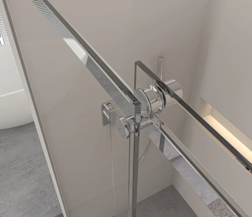 Erga Lynn, tolóajtós zuhanykabin 160 (ajtó) x 80 (fal) x 195 cm, 8mm átlátszó üveg, fekete profil, ERG-V02-LYNN-D160G080-CL-BK