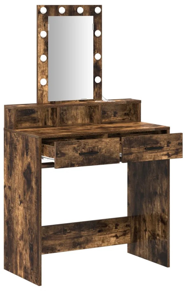 LED-es tükör Füstölt tölgyből 79x41x140 cm