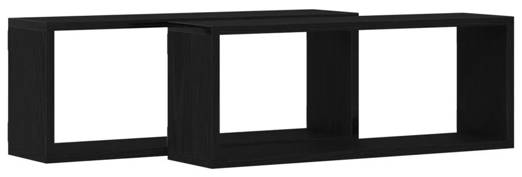 Fali Polcok 2 Darab Fekete Tölgy 60x15x23 cm Műanyag Fából Készült