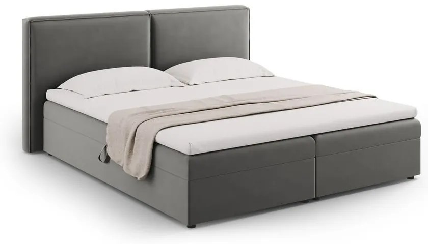 Szürke ágyneműtartós boxspring ágy 160x200 cm Arendal – Cosmopolitan Design