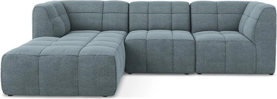 Kék buklé sarokkanapé (bal oldali-heverő résszel) Aloha – Makamii