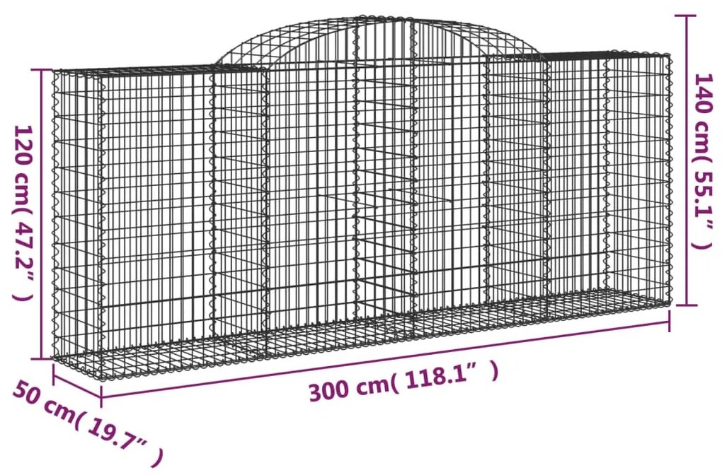 30 db íves horganyzott vas gabion kosár 300x50x120/140 cm