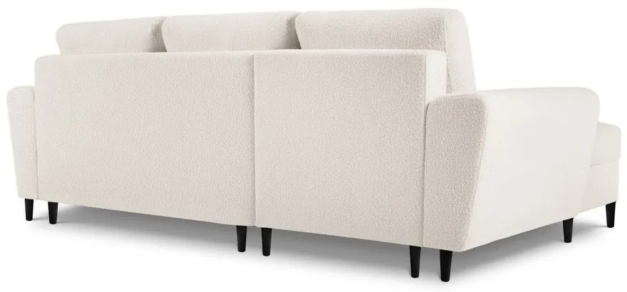 Bézs buklé kinyitható tárolóhelyes sarokkanapé (bal oldali-heverő résszel) Kyoto – Cosmopolitan Design