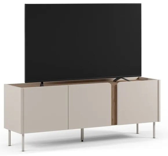 Krémszínű-natúr színű TV-állvány tölgyfa dekorral 140x53x35 cm Lucile – Marckeric