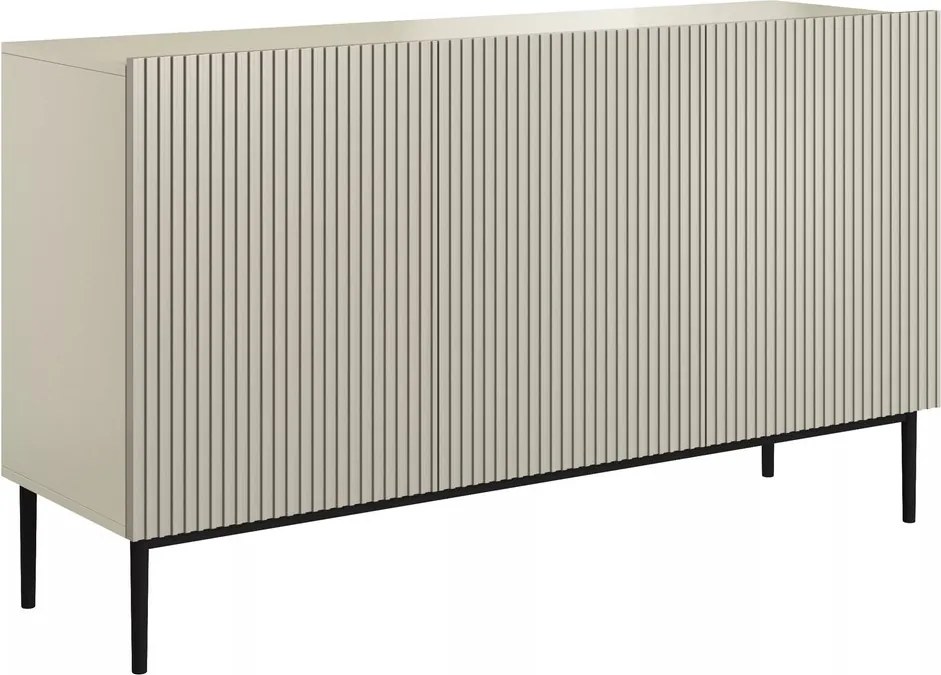 Nicole komód 150 cm háromajtós, díszített fronttal - kasmír / fekete lábak