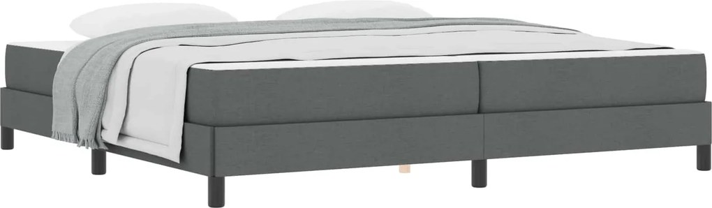 vidaXL Boxrugós ágy matracmal Sötétszürke 200 x 200 cm szövet