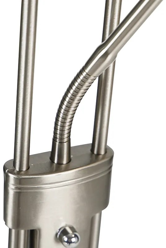 Acél állólámpa olvasólámpával, beépített, fényerőszabályozható LED-del Kelvinben - Diva