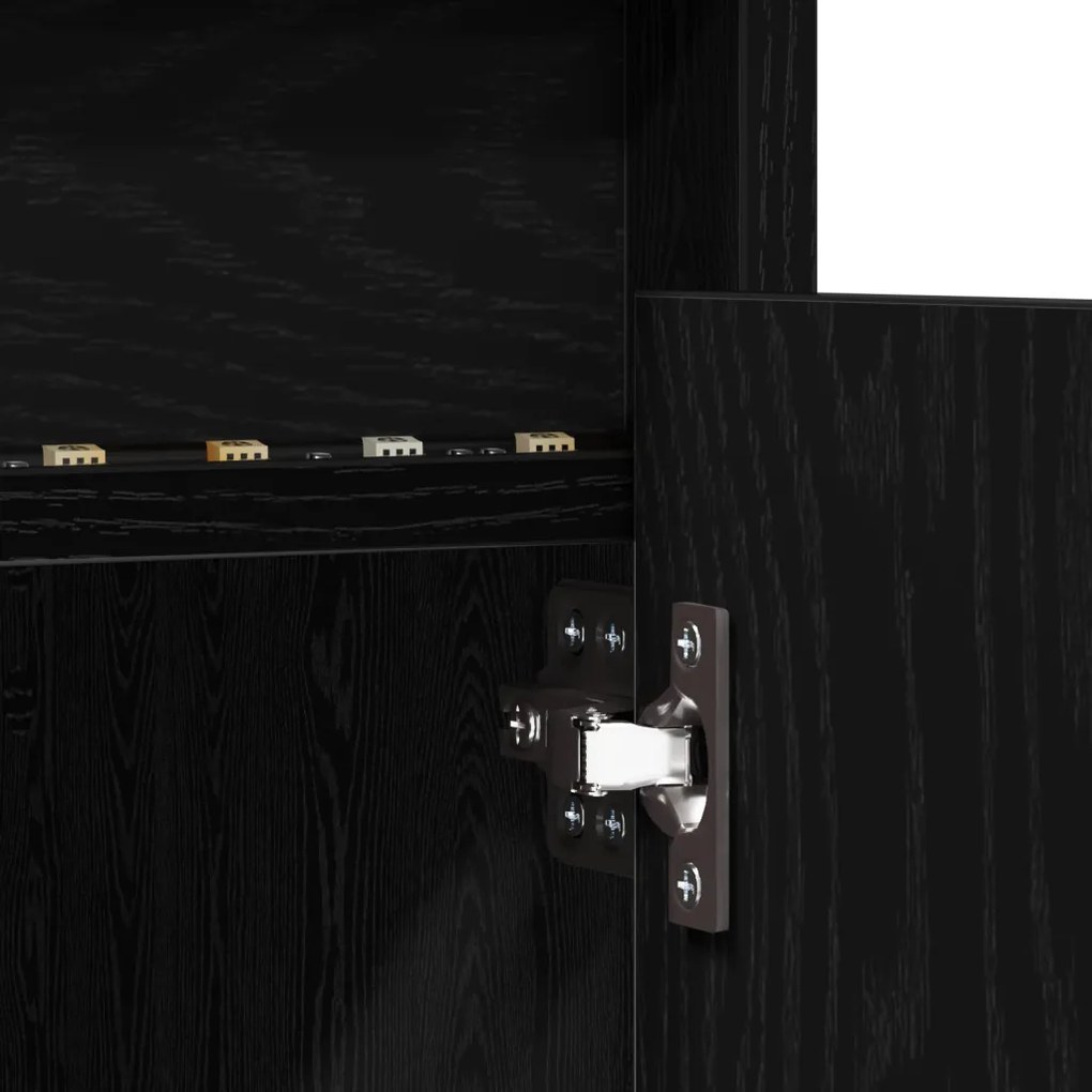 TV Szekrény LED Fénytartalmazó Fekete Rackkel, 100x34x50 cm, Műmászott Fából készült