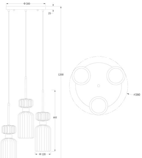 Csillár zsinóron MOLLY 3xE14/40W/230V átm. 38 cm színes