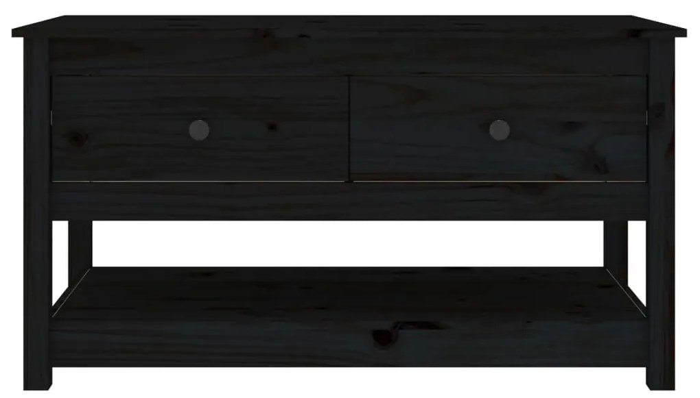Fekete tömör fenyőfa dohányzóasztal 102 x 49 x 55 cm