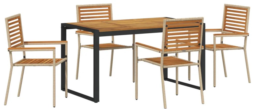Kert étkező szett 5 pcs Bézs 140 x 80 x 75 cm polirattan