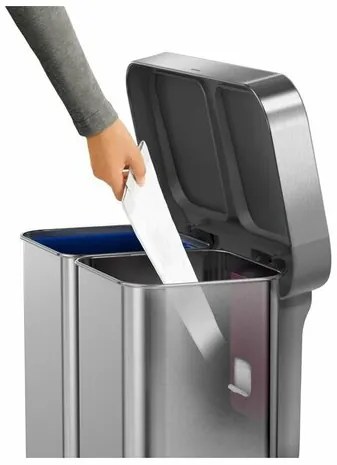Simplehuman pedálos hulladékgyűjtő szelektívhulladékgyűjtő 58 l, ezüst