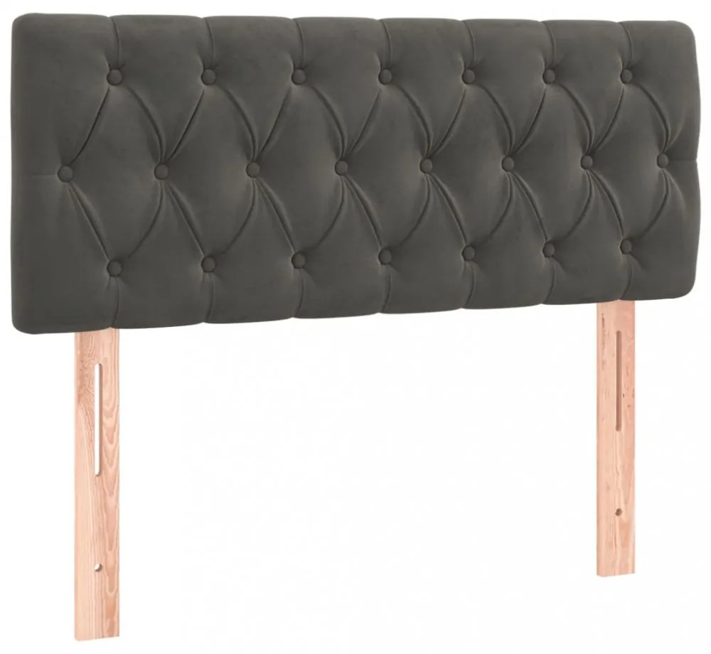 sötétszürke bársony LED-es fejtámla 90 x 7 x 78/88 cm
