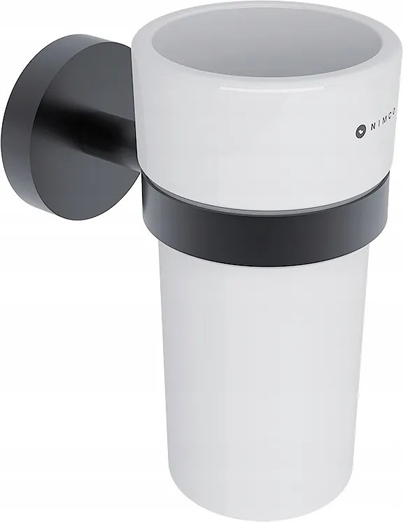 Nimco Unix fekete fogkefetartó, kerámia pohár Unc 13058KN-90_
