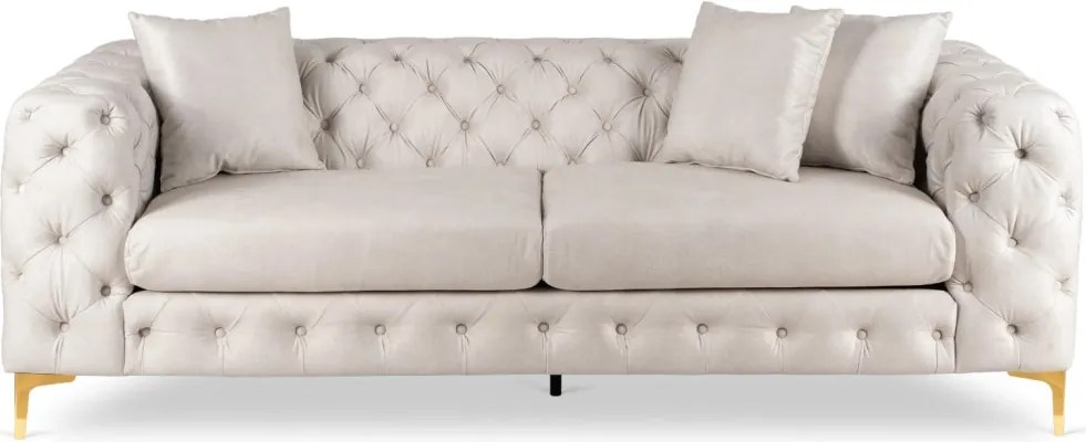 Sofa SORRENTO 3S Trzyosobowa Kremowa Welurowa