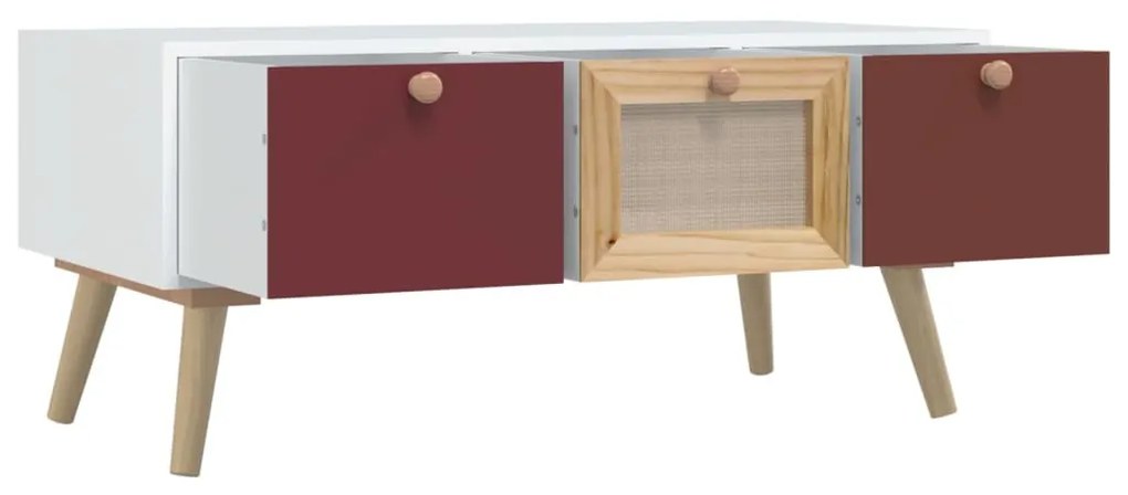 Szerelt fa dohányzóasztal fiókokkal 80 x 40 x 35,5 cm