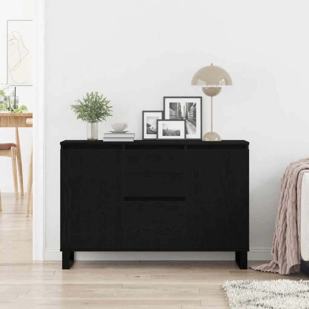 Fekete tölgyfából készült oldalszekrény 104x35x70 cm Mérnöki fa