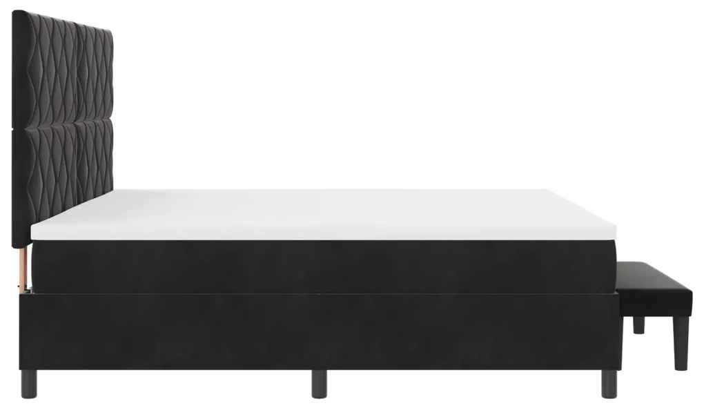 Box Spring Ágy Mattal és Padokkal Fekete 200x200 cm Bársony