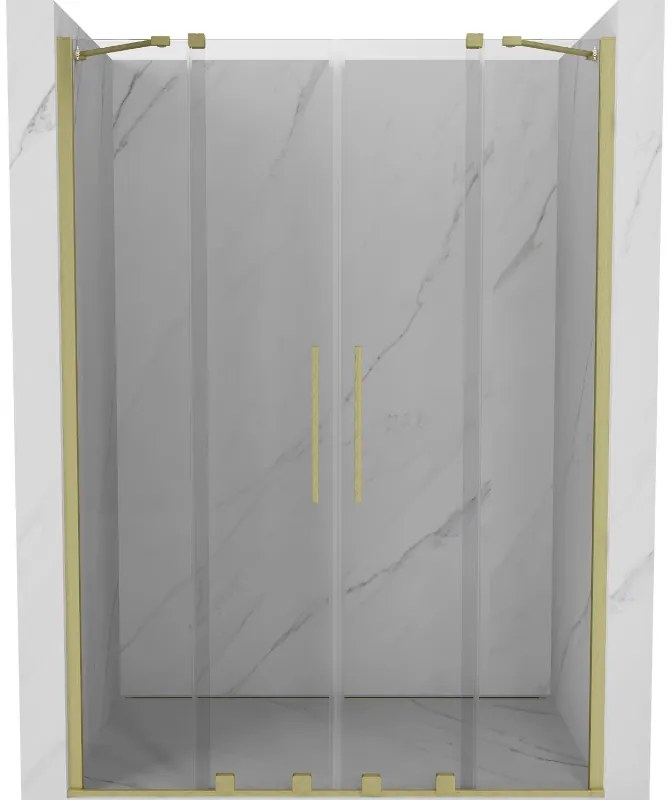 Mexen Velar Duo, nyitható tolóajtó 150x200 cm, 8mm átlátszó üveg, arany matt, 871-150-000-02-55