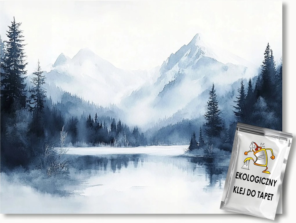 Fotótapéta Flizelina Tájkép Hegyek Csúcsok Erdő Tó Tél 208x146 ragasztó