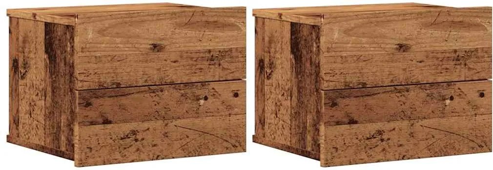 vidaXL 2 db kézműves tölgy falra szerelhető éjjeliszekrény 40x32x30 cm