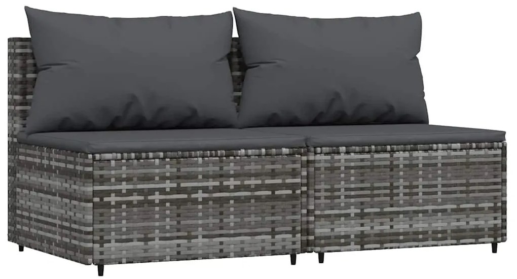 3 részes szürke polyrattan kerti ülőgarnitúra párnákkal