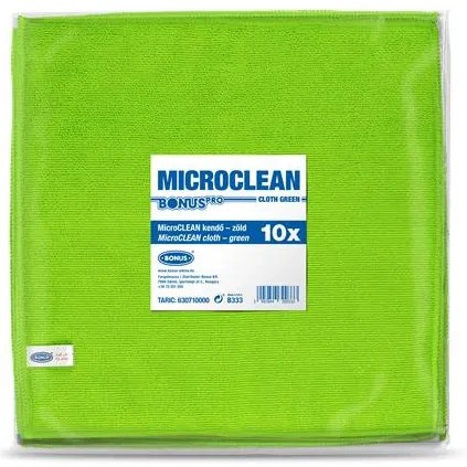 Törlőkendő, mikroszálas, univerzális, 10 db, 32x32 cm, BONUS MicroCLEAN, zöld (KHT1297)