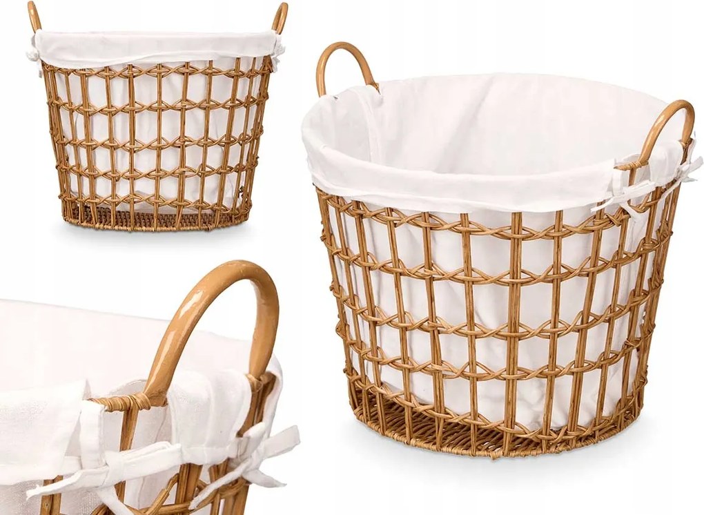 Játék szennyestartó Kosár Kivehető Fonott anyagbetét nagy 44X50X43cm