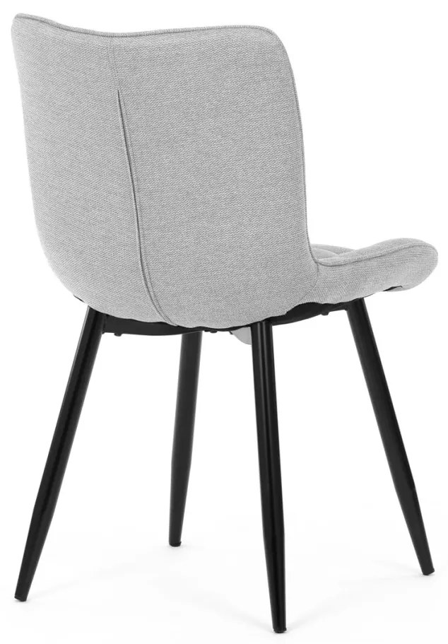 Scaun de sufragerie, material argintiu, picioare metalice negre