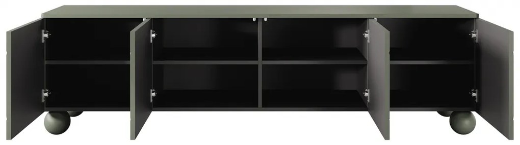 Sonatia II négyajtós TV szekrény - 200 cm - gömb lábakon - oliva színű