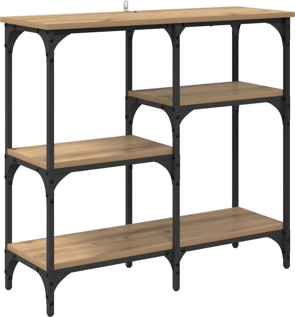 vidaXL Konzolasztal polcokkal Artisan tölgy 80 x 29 x 75 cm Faanyag